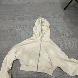 H&M Cream Cropped Hoodie Jacket